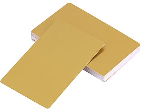 LiebeWH 50 Stück Lasergravur Blanks Metall Visitenkarte Blank Mark Gravierte Metall Business Visiting Name Card (Gelb)