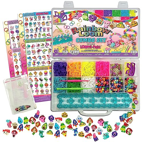 BANDAI - Rainbow Loom Combo Set – Fabrication de bracelets - Loisir Créatif - Métier à tisser avec 2300 élastiques – Charms et Perles - ‎Licence Officielle Kit breveté - CD00102