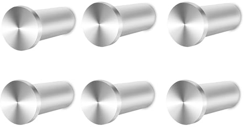 Feligio Colgador Toalla Baño, Ganchos pared con Tornillo, Colgador trapos cocina Redondo de Acero Inoxidable, Percha baño Plateado Para Cocina Dormitorio, 6 Piezas