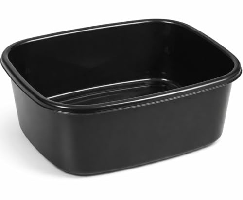 Lucy Oblong Washing Up Bowl 15 Inch Black Unbreakable Plastic Kitchen Sink Basin Large Dishwashing Mixing Food Preparation Multi Purpose Rectangular Organizer