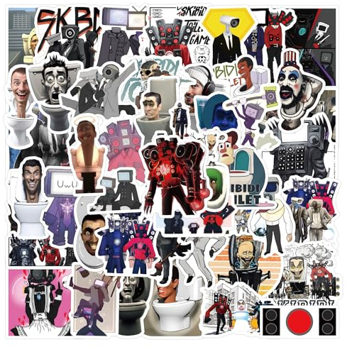 CAREOR 100Pcs Skibidi Toilet Stickers, Vinyl Waterproof Anime Speakerman Bosses Stickers for Kids Teen Crafts Laptop Bottles Envelopes Gifts Tags Snowboard