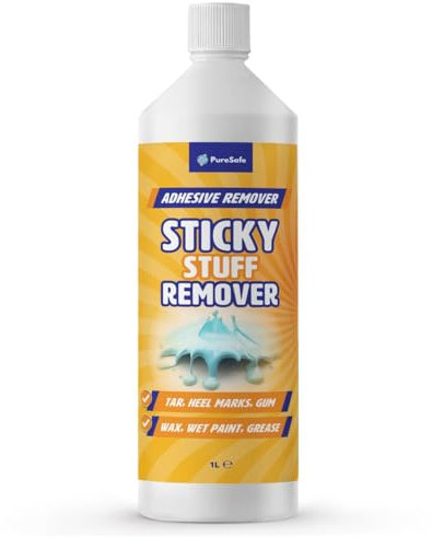 PureSafe 1 Litre Sticky Stuff Remover Extra Strength Powerful Adhesive, Glue, and Sticker Residue Remover for Windows, Carpets, Glass, Plastic and Fabric