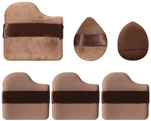 Esponja de polvo de maquillaje para polvos sueltos y cosméticos líquidos, esponja suave en polvo, herramienta de maquillaje (6 unidades Choco)