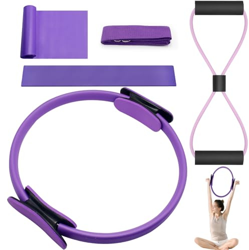 Anneau de Pilates, Cercle de Pilates, Accessoire Pilates Femme, Anneau de Résistance Pilates, Cercle Magique de Fitness, Toning Pilates Ring, pour tonifier Les Cuisses, Les abdominaux - Violet
