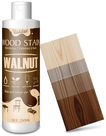 Holzbeize Walnuss - 250ml Wasserbasierte Holzlasur für Innen und Außenmöbel, Schränke,Türen und Mehr – Schnell Trocknend, Geruchsarm ＆ Ungiftig, Einfach Aufzutragen, Verschiedene Oberflächen Holzfarbe