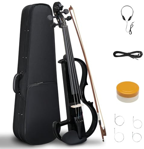 4/4 Full Size Electric Violin with Case Bow Rosin Headphone Connecting Line