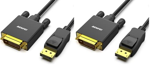 BENFEI DisplayPort to DVI 6 Feet Cable, DisplayPort to DVI Adapter Male to Male Gold-Plated Cord Cable for Lenovo, Dell, HP and Other Brand (Pack of 2)