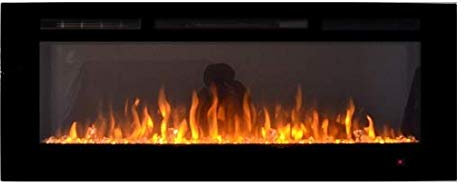 2025 PREMIUM PRODUCT TruFlame 50inch Black Wall Mounted Electric Fire with 3 colour Flames and can be inserted (Pebbles, Logs and Crystals)