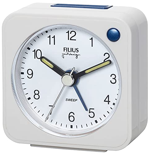 Filius 0524-0 Wecker ohne Ticken Kleinformat 5,5 x 5,5 cm Weiß