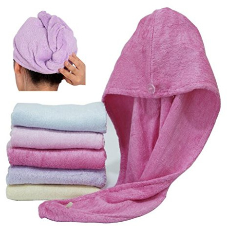 Happyit 1 st högkvalitativ 100 % bambufiber mjuk huvudhandduk super magisk absorberande hårtorkhatt för kvinnor flickor dambad dusch, Rosenröd
