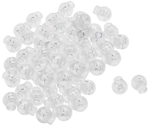 sourcing map 100pcs Plastic Cord Lock Stopper End Spring Stop Toggle Fastener Stopper Rope End for Drawstring Clothing, Shoelace, Bag, Camping Clear