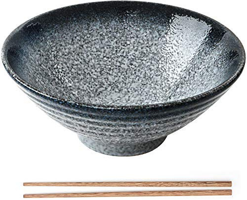Bol De Ramen En Céramique Japonaise, Bols à Soupe Créatifs Avec Baguettes, Grand Bol De Nouilles Vintage 900ml, Ramenbowls De Personnalité Pour Les Céréales, Pâtes, Nouilles, Apéritif, Etc.（Bleu)
