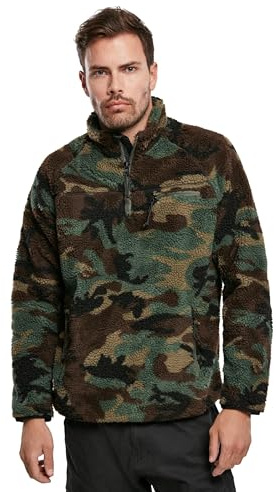 Brandit Teddyfleece troyer vintertröja med fleece foder jakt utomhus plysch, Skog, M