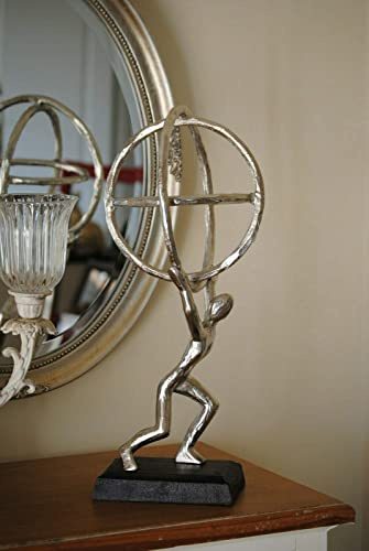 Atlas Träger der Welt Titan Atlas Figur Skulptur mit Weltkugel Aluminium 43 cm