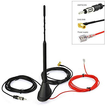 Riloer Adaptador de Techo de Antena de Coche SMA, Antena DAB, Antena de Coche, Adaptador SMB, Amplificador, Radio Combi DIN FM AM/DAB
