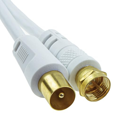 kenable coaxial F Type Connecteur Mâle Vers RF TV Antenne Mâle Fiche câble Blanc 10 m Plaqués Or [10 mètre/10m]