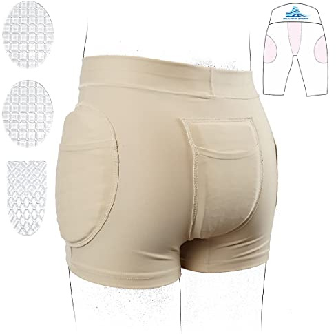 SkatingSpirit - Pantalones cortos de patinaje artístico, acolchados, con almohadilla de gel para coxis de cadera (talla M)