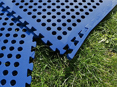 Blue Outdoor EVA Foam Ground Mats Tiles - Interlocking - 6pk 24sq ft - Camping Caravan Tent Toys Trampoline Pool HotTub