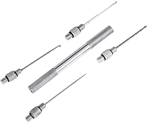 IRYNA Baiting Needle 4 in 1 Carp Fishing Stainless Baiting Tool Set Aluminum Alloy Baiting Needles Fish Drill Tackle Baiting Rig Tool Needle for Bait