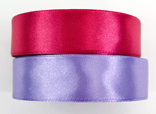 CaPiSo 2x22m Satinband 25mm Schleifenband Geschenkband Dekoband Weihnachten (Fuchsia-Flieder)