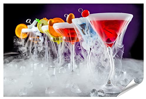 islandburner XXL Bild Poster Martini Getränke Mit Trockeneis Rauch Effekt Bar Theke Mit Dunklem Hintergrund Premium Bilder Fotodruck