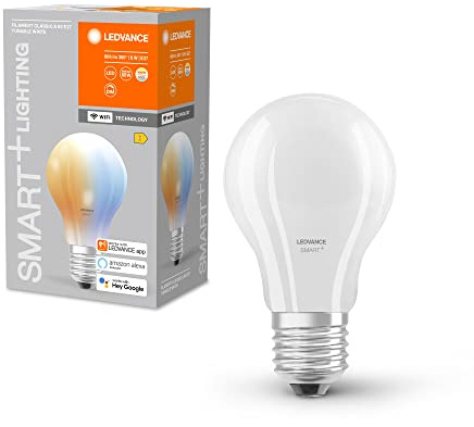 LEDVANCE Smarte LED-Lampe mit WiFi Technologie, Sockel E27, Dimmbar, Lichtfarbe änderbar (2700-6500K), ersetzt Glühlampen mit 60 W, SMART+ WiFi Classic Tunable White, 4er-Pack