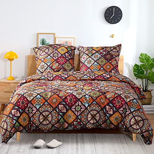 ATsense Bettwäsche 135x200 Baumwolle, Bunt Renforcé Bettwäsche-Sets ÖkoTex Bettbezug 135x200 2teilig, Super Weich, mit Reißverschluss 1X Bettwäsche + 1X Kissenbezug 80x80（Böhmen, Paisley）