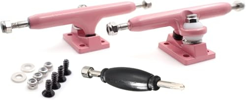 SPITBOARDS 32mm Fingerboard Pro Trucks by, Real Lock-Nuts, Single Axis, Kingpins, Rubber O-Ring Urethane Bushings, Optimized Hanger, Width 32 mm for Fingerboard Tuning & Assembling (Pink)