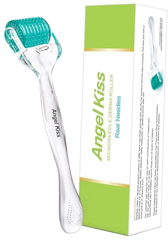 Angel Kiss Derma Roller 0,75 mm Riktiga Nålar - 192 Micronål Rostfritt Stål microneedling roller Hudrulle för Ansikte Kropp Hudvård Skägg Hår - Självvårdverktyg för Män Kvinnor
