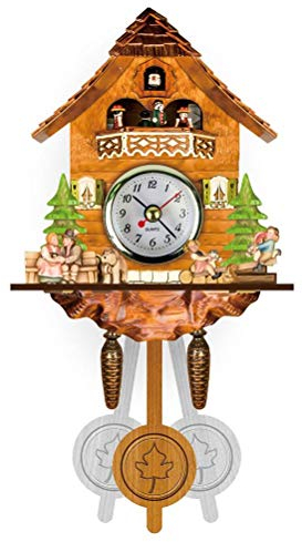 Srliya Reloj de Pared Cuckoo Reloj de Cuco Antiguo Cuco de Madera Birdhouse Reloj de Pared Decoración para el Hogar Reloj de Cuco Colgante Auto Swing Bell Péndulo Decoración para (CM002)