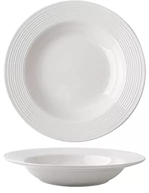 Set di 2 ciotole da minestra bianche, piatto da portata for ciotole for pasta da 9,3 once, insalatiera con bordo largo, ciotola for piatto di pasta in porcellana premium, piatti fondi for mangiare