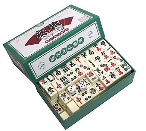RATSTONE Mini Mahjong Set - Traditionelles Chinesisches Familienspiel mit 144 Steinen, Portable, Partyspiel