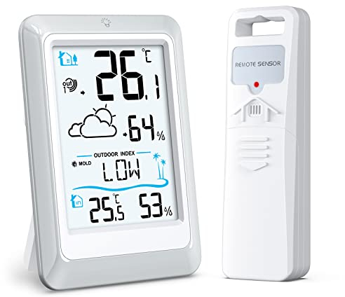 ORIA Weather Station Wireless, [Upgraded] Digital Thermometer Hygrometer Indoor Outdoor, Temperature Humidity Monitor Battery Powered, for Greenhouse Reptile Vivarium Wine Cellar, 328ft/100m Range