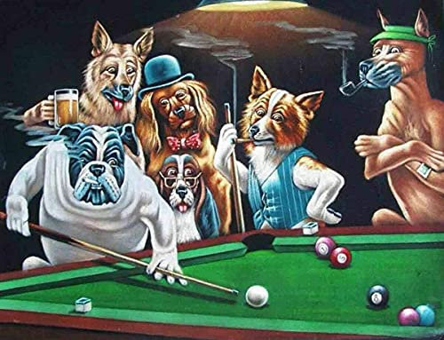 30 x 20 cm Hunde spielen Billard alle Witz Tier Wanddruck Poster Blechschild Home Küche Schlafzimmer Bar Schild Dekoration Poster Blechschild Halloween Thanksgiving Geschenk