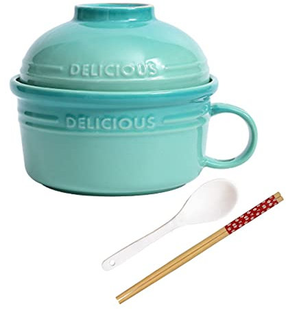 Keramische Ramenschalen, Porzellanschalen for Suppe, Suppentasse, 550 ml, japanische Keramik-Instant-Nudelschüssel, Porzellan-Tassenform, Suppenschüssel mit Deckel und 550 ml (C ( Color : Green , Size