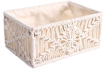 Besreey Makramee Aufbewahrungskorb Gewebter Aufbewahrungskorb Boho Deko Aufbewahrungskorb Aufbewahrungskorb Geflochten Set Geschenkekorb Brotkorb Snacks Aufbewahren