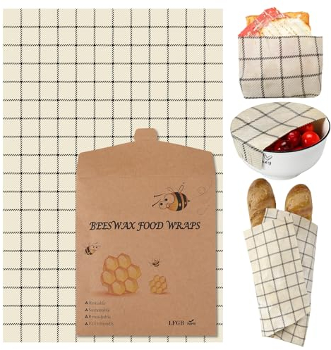 Mindsoft 17 x 23 Inch Reusable Beeswax Food Wrap for Bread Sandwich Wrapper Beeswax Paper Organic Bowl Dishes Covers Sustainable Food Cheese Fruit Snacks Storage Containers Keeper(Classic Style)
