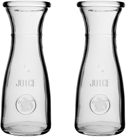 KADAX Jarra sin tapa de cristal, jarra de agua universal, jarra de agua, jarra de cristal, jarra para bebidas, jarra para todo tipo de zumos, decantador de vino (250 ml, 2 unidades)