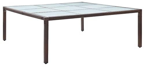 AJJHUUKI Home Items, Garten-Esstisch, braun, 200 x 200 x 74 cm, Poly-Rattan, Anzugmöbel