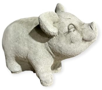 OriginalPaul Skulp & Betondesign Frostsicheres kleines Schwein - Handgefertigt in Deutschland - H 21cm x B 13cm x T 25cm für Haus und Garten