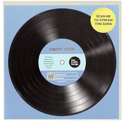 Say It With Songs Grußkarte - Daddy Cool - Boney M - QR-Code scannen und auf Spotify, YouTube oder Amazon Music abspielen - Geburtstag, Jahrestag, Valentinstag, Mutter-/Vatertag
