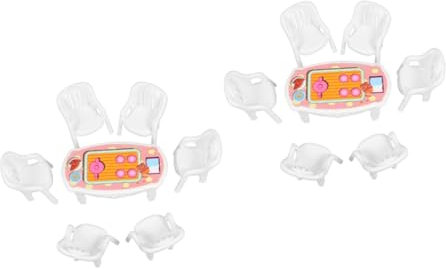 Vaguelly 2 Sätze Mini-Puppenhausspielzeug puppenmöbel Set Wassertischspielzeug Tische und Stühle Tischdekorationen Puppenhausmöbel Puppenhaus kleine Plastikstühle Mini-Plastikmöbel Abs Weiß