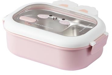 Vllcsla Fiambrera Bento Niñas, Lunch Box de Acero Inoxidable de 950 ml Caja Bento de Metal con 2 Compartimentos, Bento Box para Niños con Compartimentos para Jardín de Infantes Escolar
