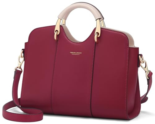 Cnoles Damen Handtasche Henkeltasche - Frau Leder Schultertasche - Elegante Tote Shopper - mit Retro Griff und Schultergurt- Alltags Mode Arbeit Stadt City