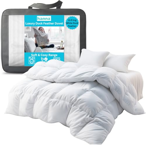 Hanna Soft & Cosy Range 13.5tog Duck Feather Duvet Perfect for Winter - Anti Bacterial, Soft Touch Cover, Hypoallergenic, Machine Washable (Double 200x200cm)