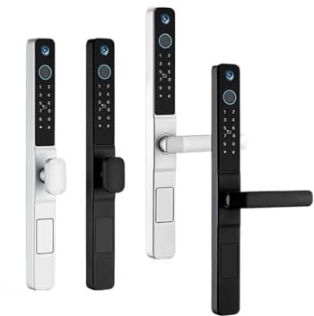 Serrure de porte coulissante en aluminium étanche, application Tuya Wifi à empreintes digitales, avec caméra, carte de mot de passe, serrure de porte électronique intelligente sans clé (noir 2885,
