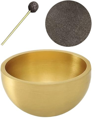 Klangskål - tibetansk meditationssångskål, handgjort ljudskål | Sound Bowl set med klubbkudde, spirituell handgjord skrivbordsdekoration, helande skål för avkoppling