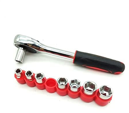 BWBVHRHZY Herramienta de reparación de la llave inglesa de trinquete de 1/4 pulgadas Torque for la herramienta del kit de la llave de la bicicleta de la bicicleta del vehículo + 8 zócalo