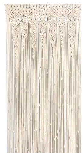 Arazzo da parete in macramè, stile bohémien, tessuto a mano, in macramè, decorazione da parete per divisori, finestre, sfondo per matrimoni, decorazione di interni, beige (35 x 70 cm)