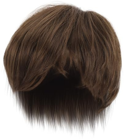WRITWAA Peluca De Pelo Corto Para Hombre Peluca Corta Masculina Color Marrón Oscuro Para Cosplay y Eventos Especiales Postizo Sintético Diseño De Extensión De Cabello